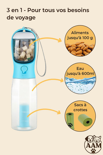 Bouteille pour animaux de compagnie 3 en 1