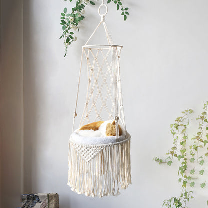 Lit Suspendu en Macramé pour Animaux de Compagnie