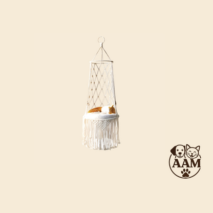 Lit Suspendu en Macramé pour Animaux de Compagnie
