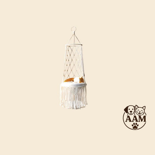 Lit Suspendu en Macramé pour Animaux de Compagnie